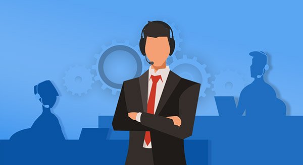 clipart, man with headset in suit
