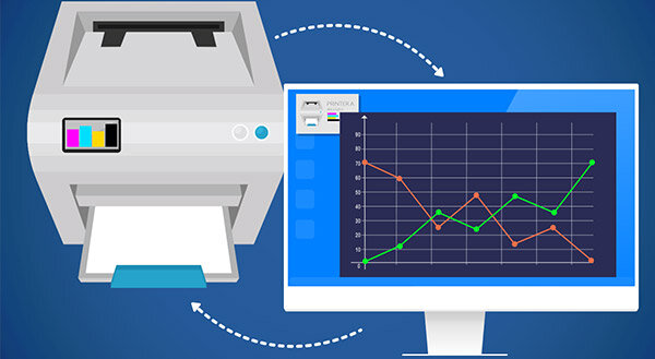 clipart of a printer connecting to a computer