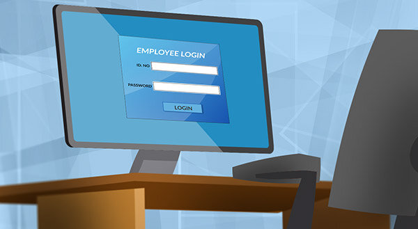 clipart monitor that shows an employee login page