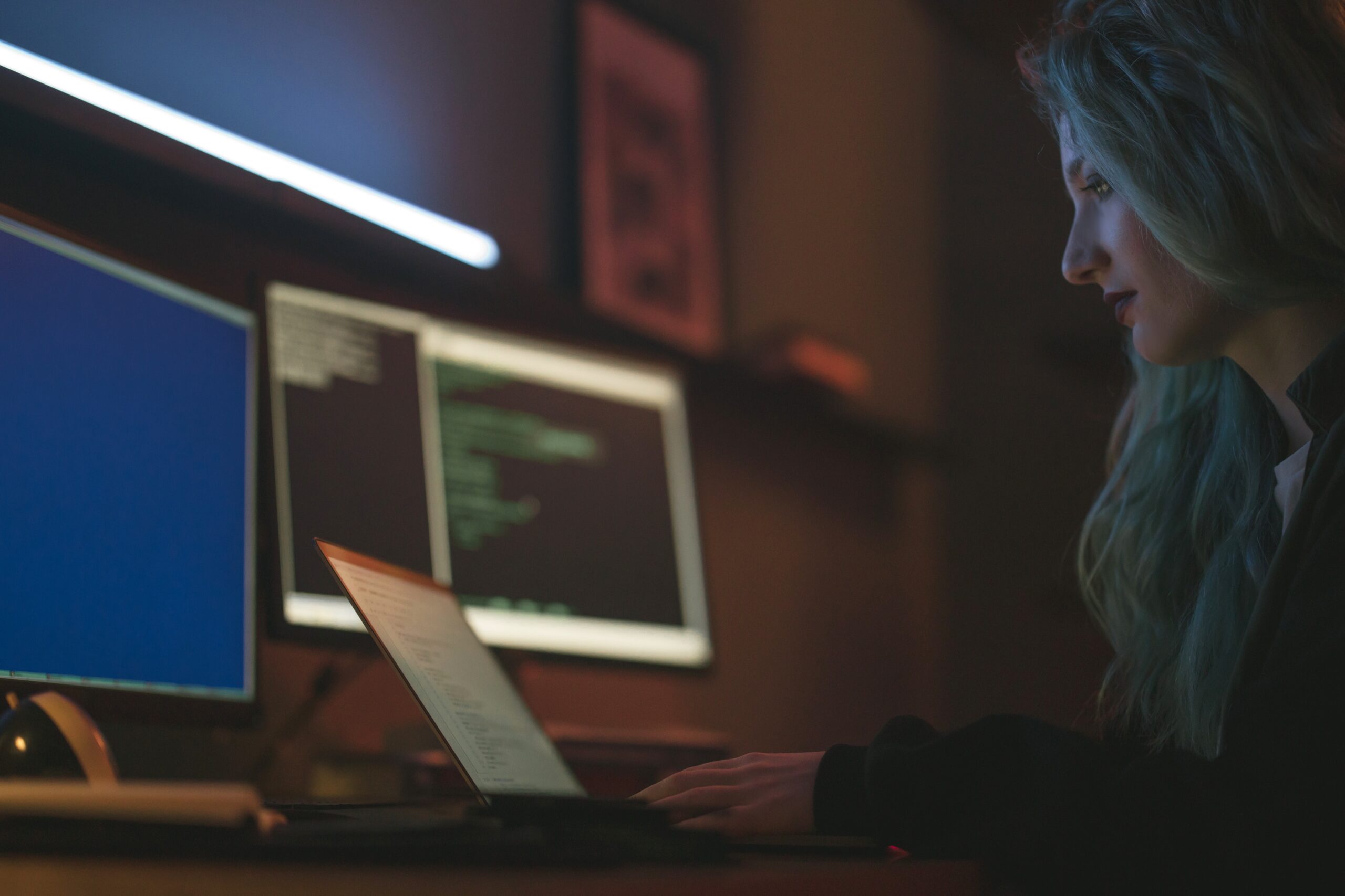 Person using multiple computers