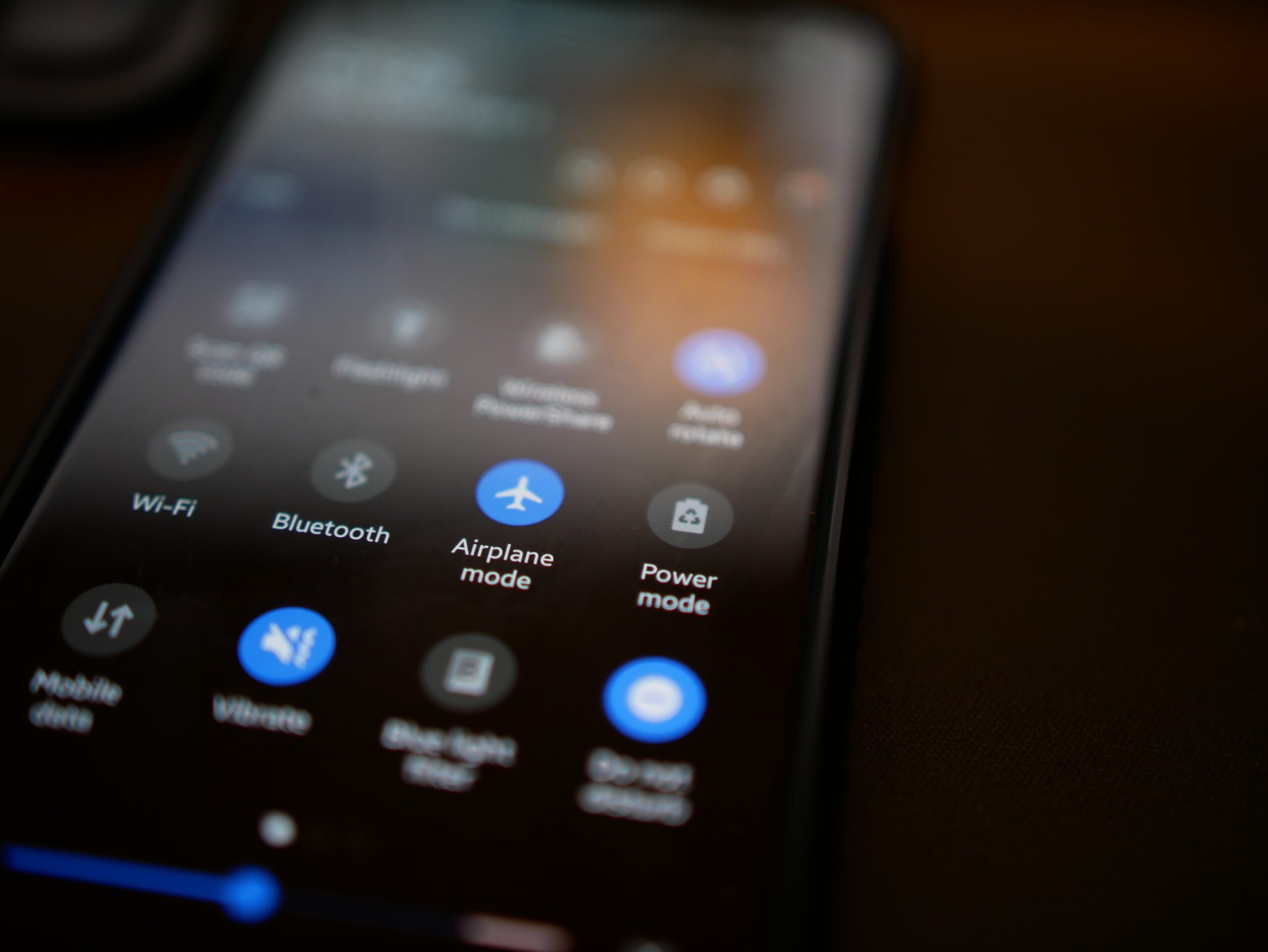close-up image of android phone in settings